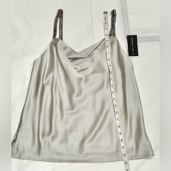 NWT CAMI NYC Felicity Crystal-Embellished Silk-Blend Charmeuse Camisole - Silver - Picture 8 of 12